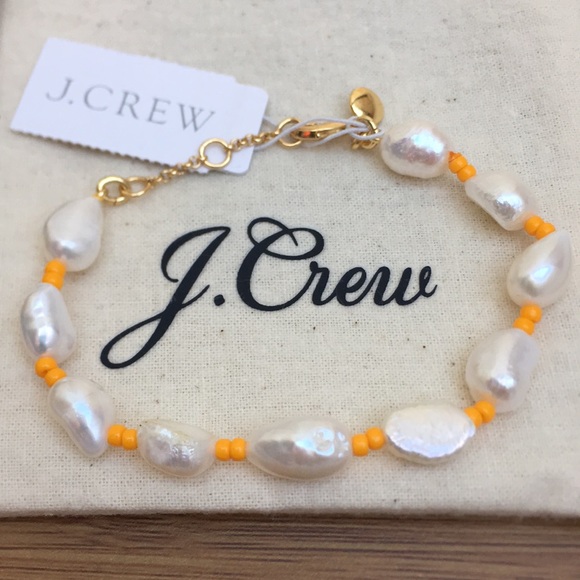 J. Crew Jewelry - New J. Crew Freshwater Pearl and Sunny Yellow Accent Seed Bead Bracelet